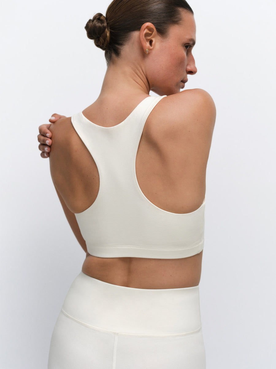 Organic Stretch Sports Bra Biker Short in Bone — product photo