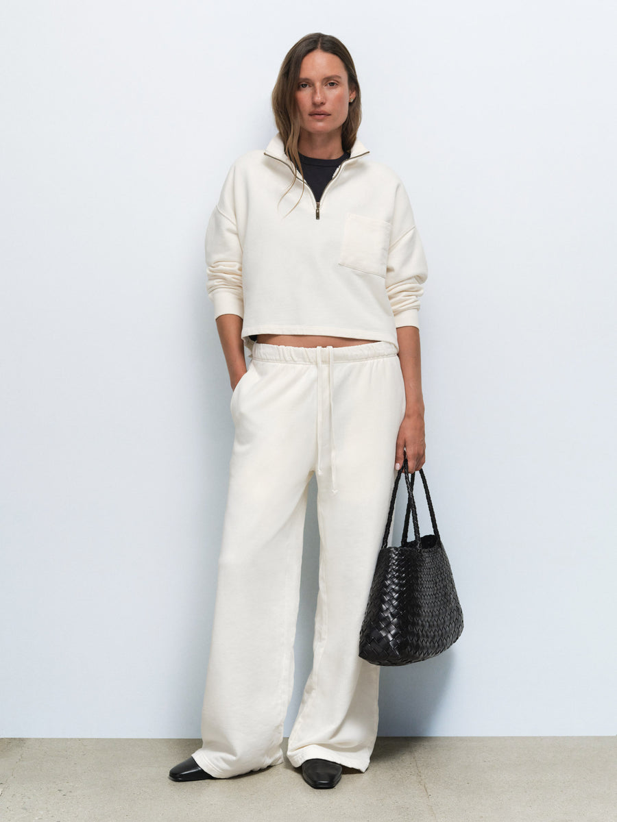 Organic Fleece Cropped Half-Zip Sweatshirt