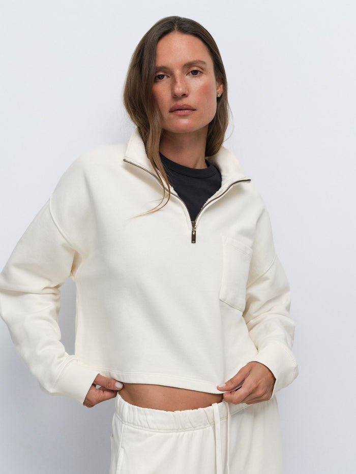 Organic Fleece Cropped Half-Zip Sweatshirt