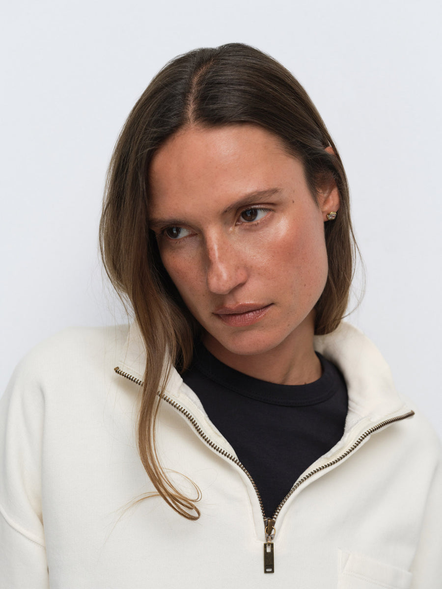 Organic Fleece Cropped Half-Zip Sweatshirt