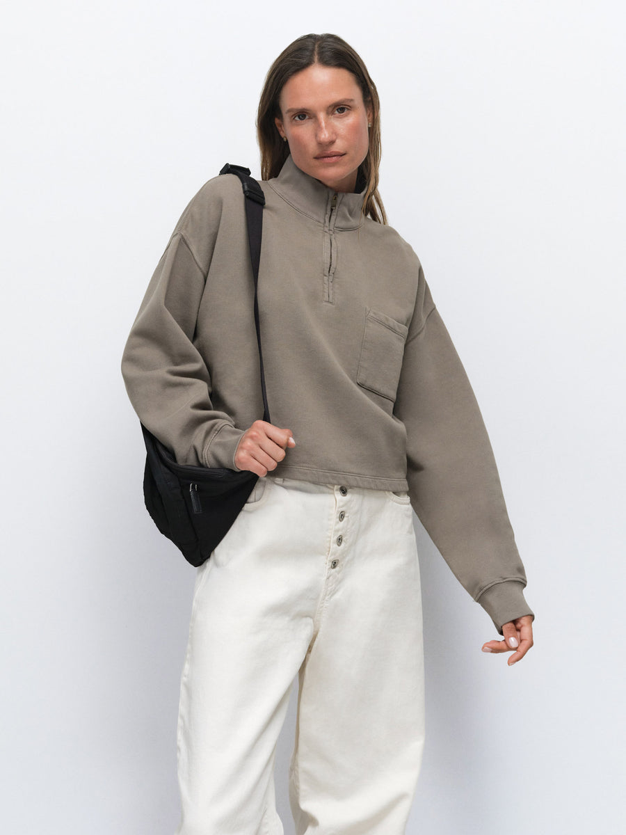 Organic Fleece Cropped Half-Zip Sweatshirt