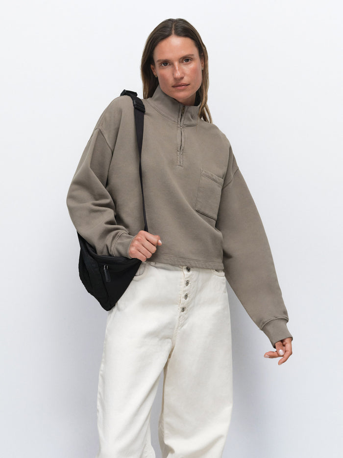 Organic Fleece Cropped Half-Zip Sweatshirt