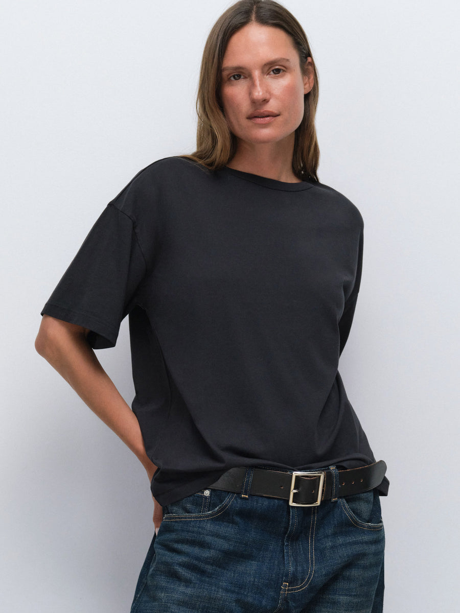 Organic Pima Oversized Tee in Mocha — product photo