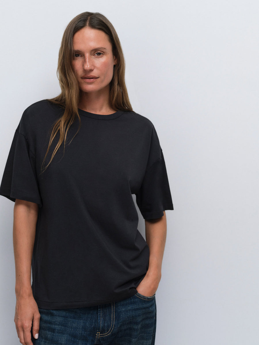 Organic Pima Oversized Tee in Mocha — product photo