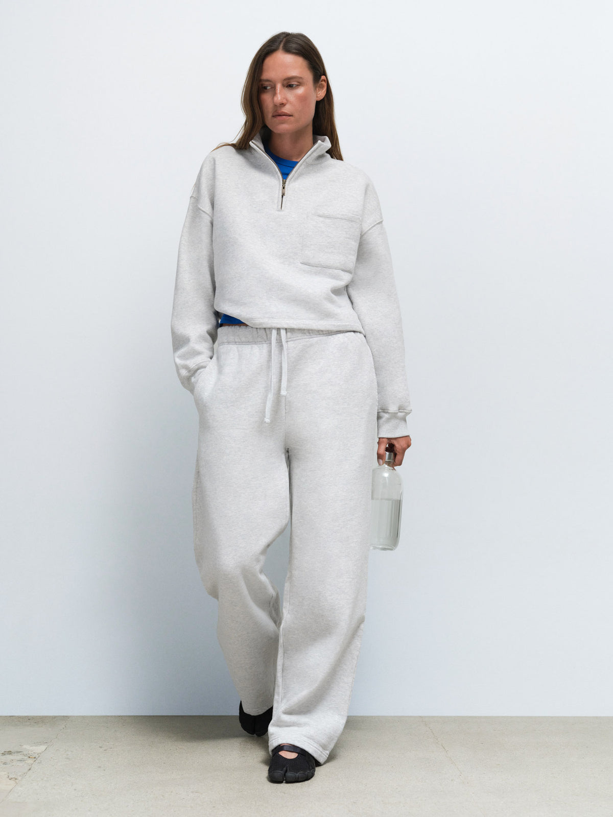 Organic Fleece Cropped Half-Zip Sweatshirt