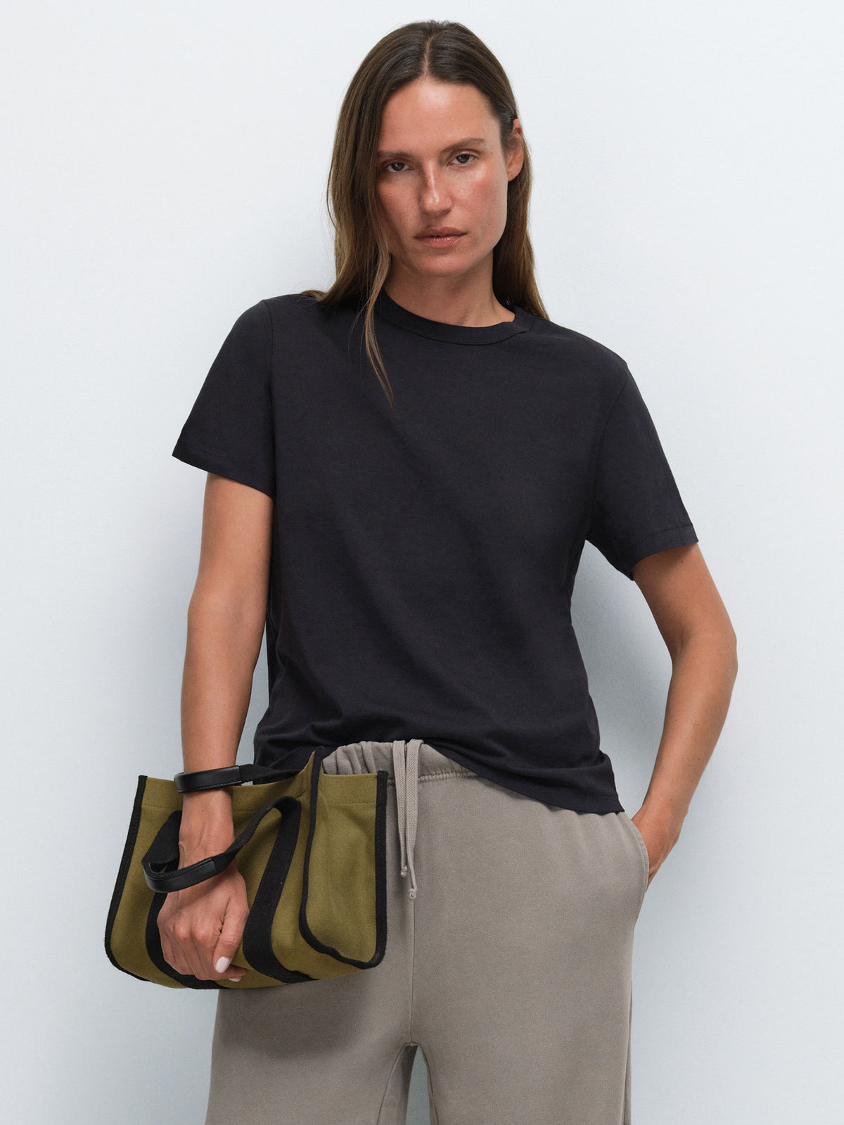 Organic Fleece Straight Leg Sweatpants in Pebble — product photo