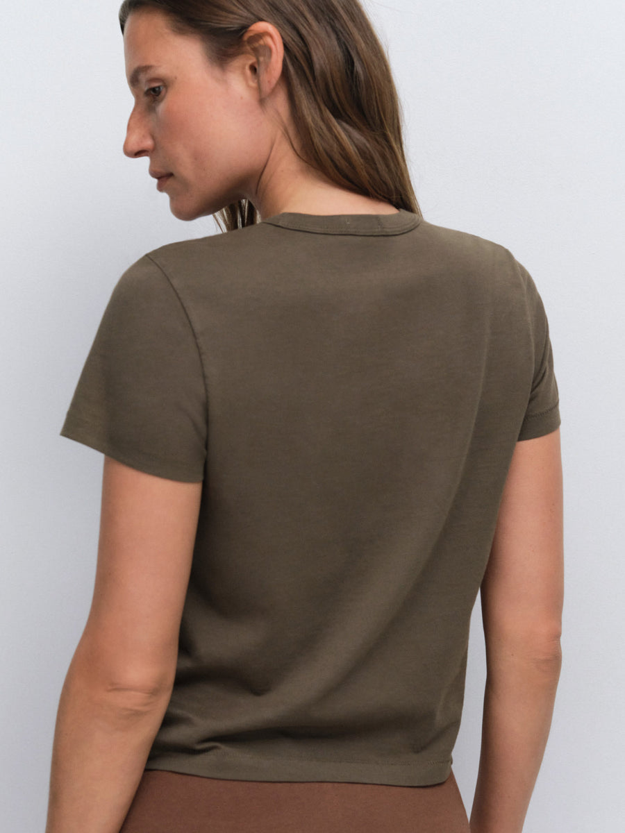 Organic Comfort Triangle Bralette Mid Rise Bikini in Espresso — product photo