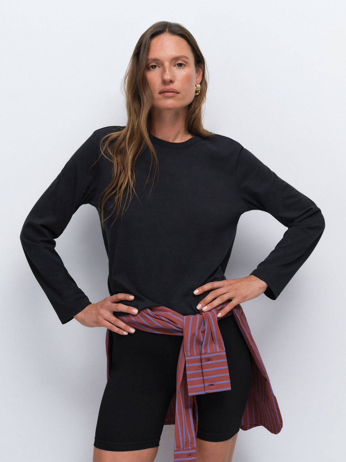 Organic Pima Classic Long Sleeve Tee in Jet Black — product photo