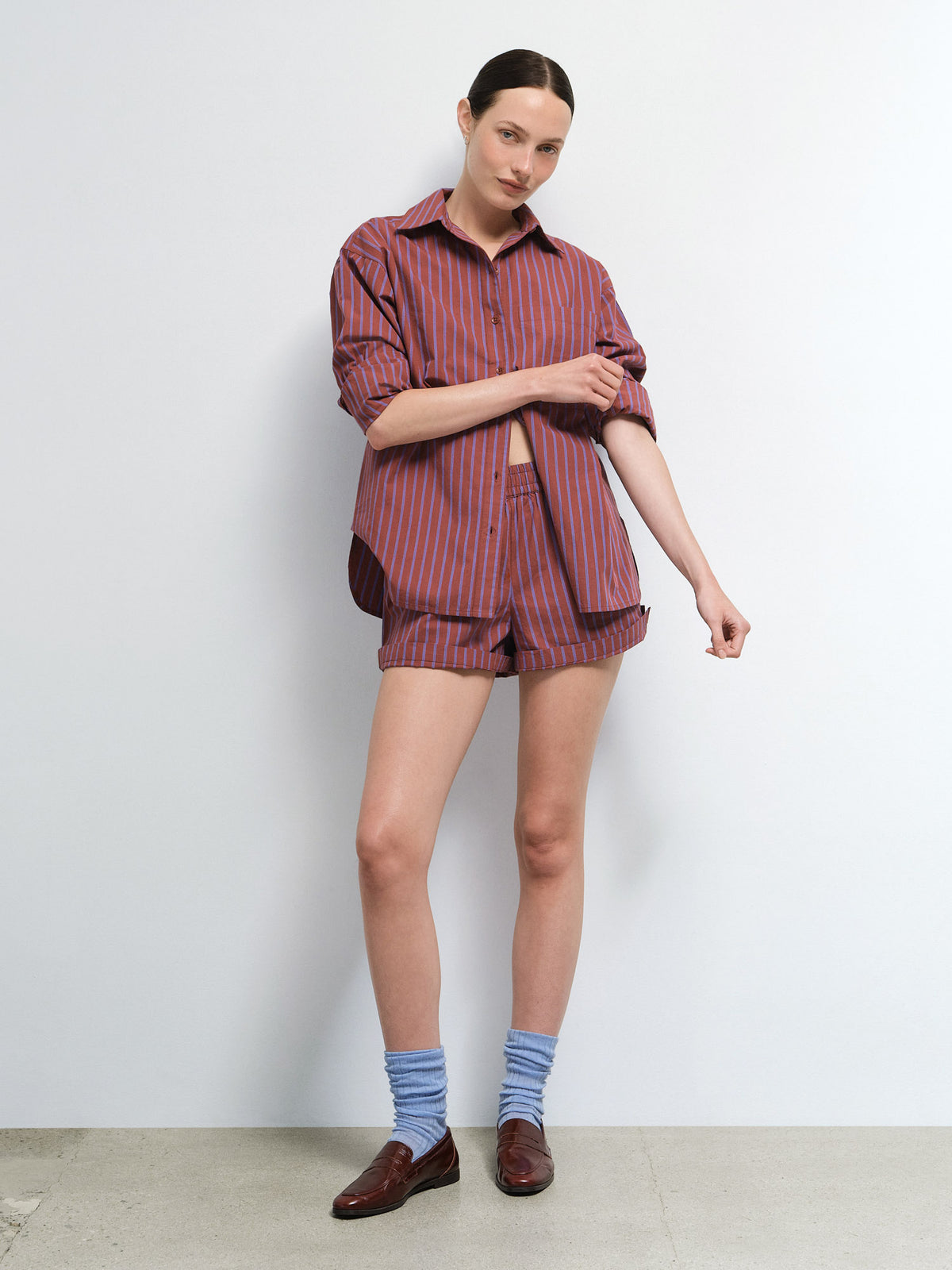 Organic Poplin Striped Short