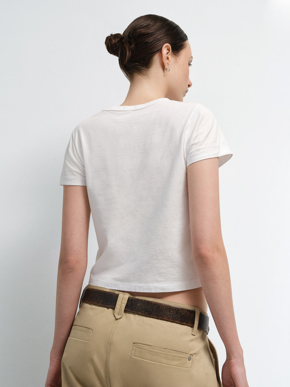 Organic Pima Shrunken Tee in True White — product photo