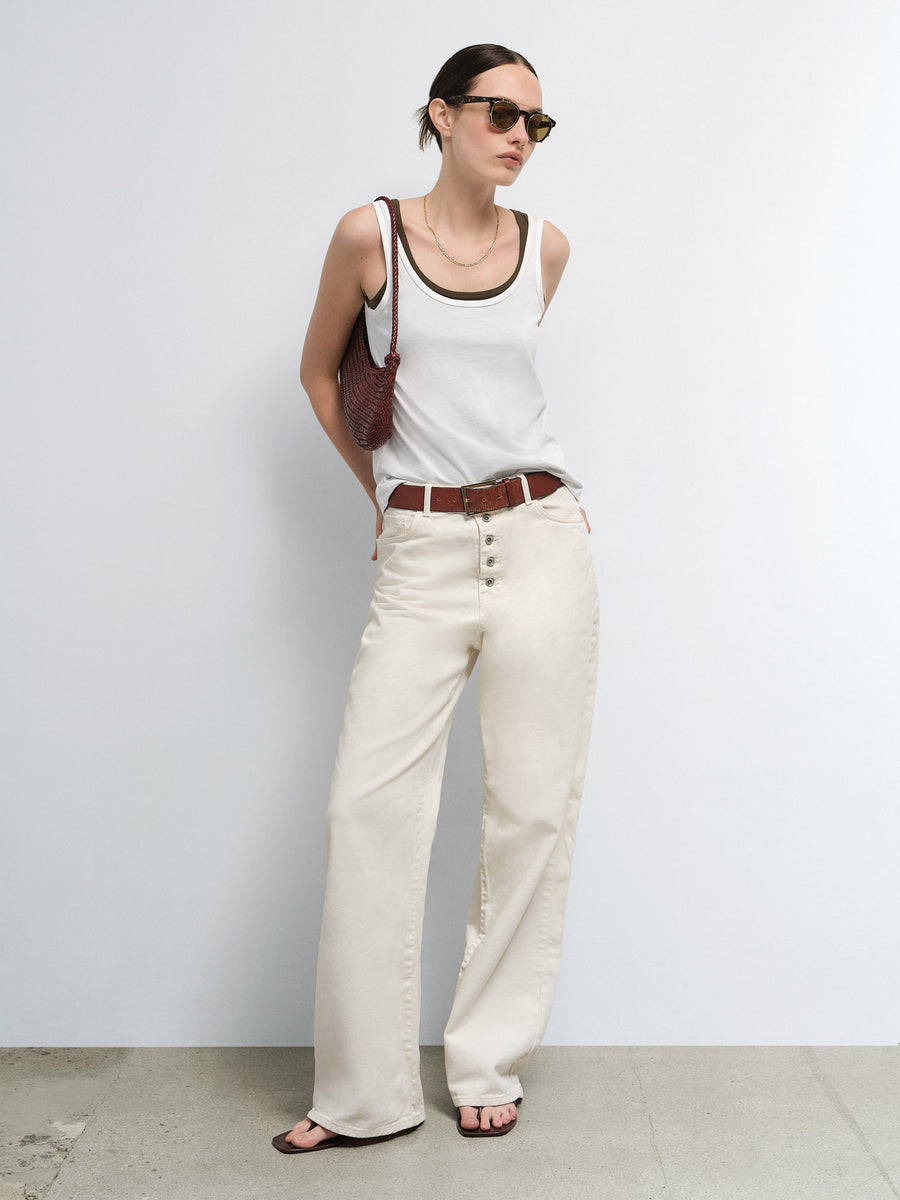 Organic Pima Layering Tank in True White — product photo