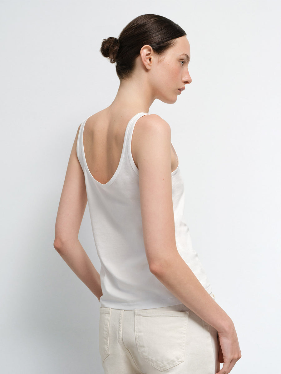 Organic Pima Layering Tank in True White — product photo