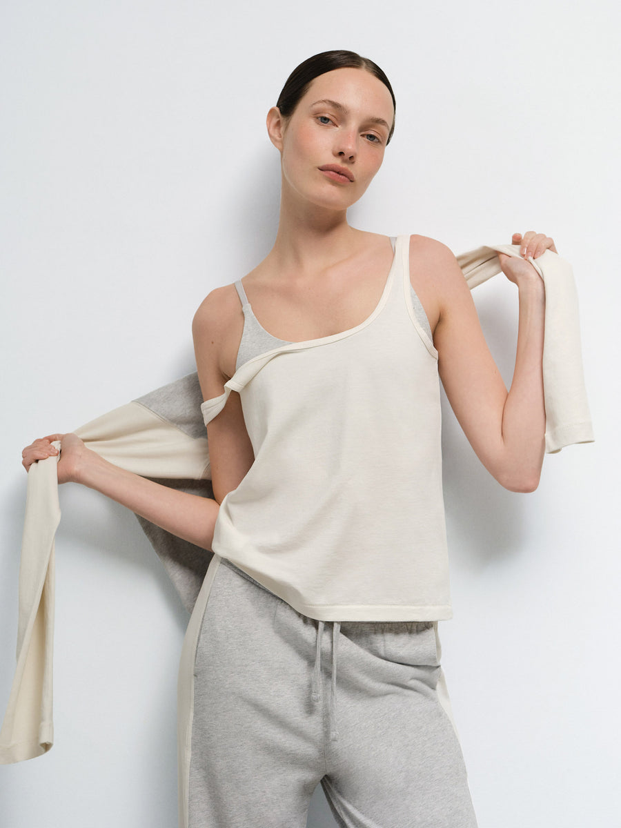 Organic Pima Layering Tank in Bone — product photo