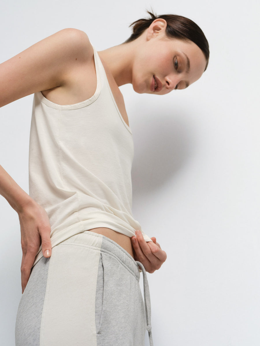Organic Pima Layering Tank in Bone — product photo