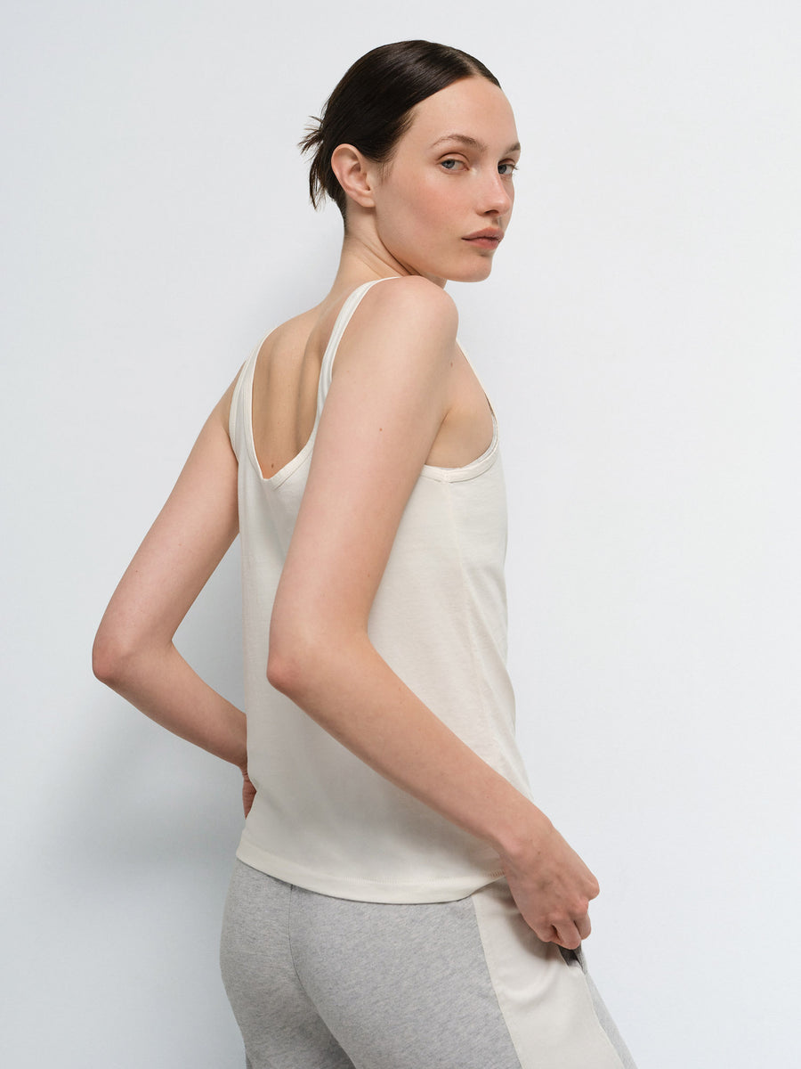 Organic Pima Layering Tank in Bone — product photo