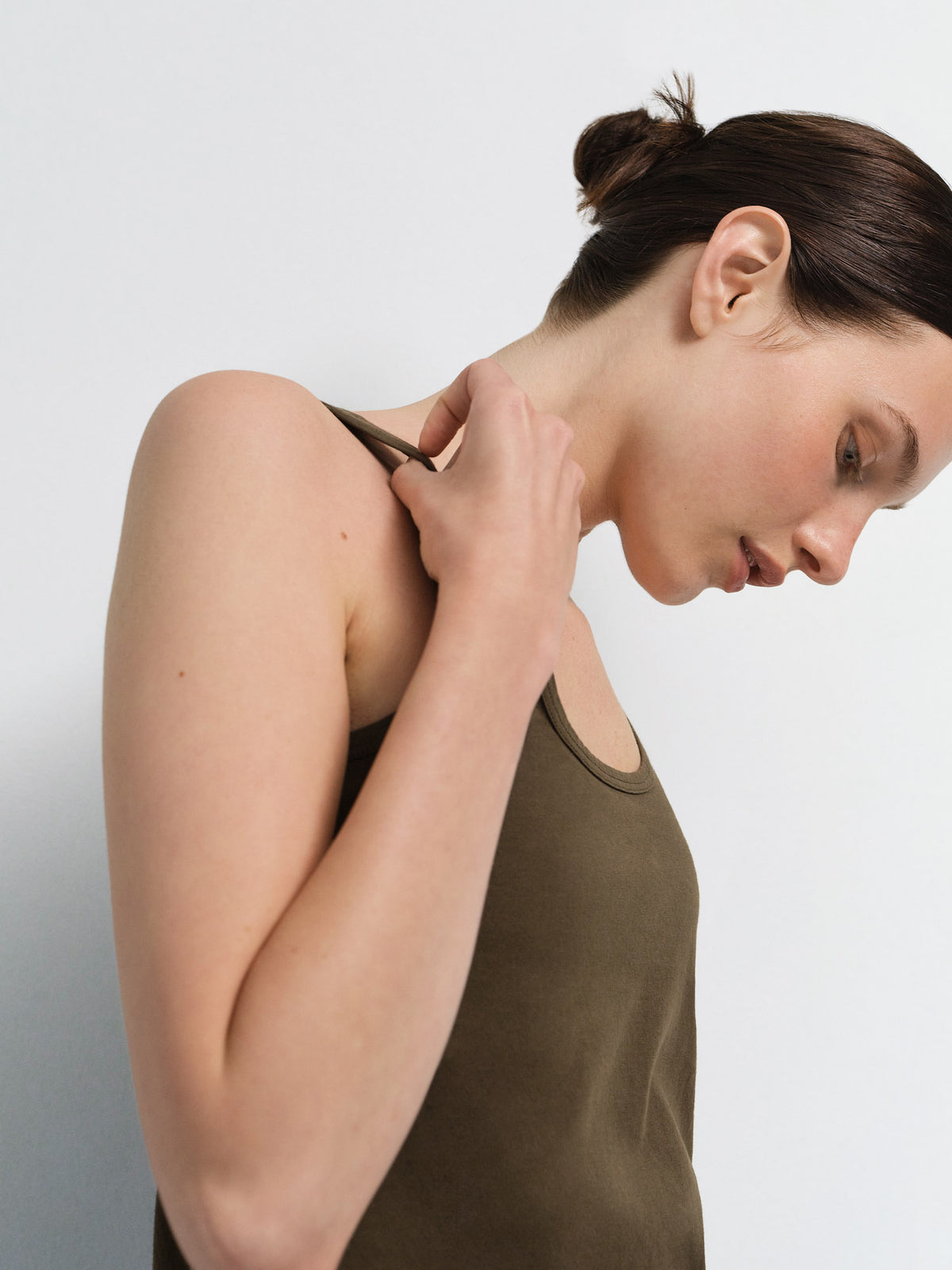 Organic Pima Layering Tank in Mocha — product photo