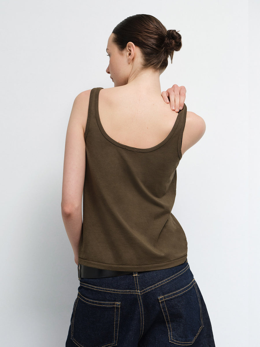 Organic Pima Layering Tank in Mocha — product photo