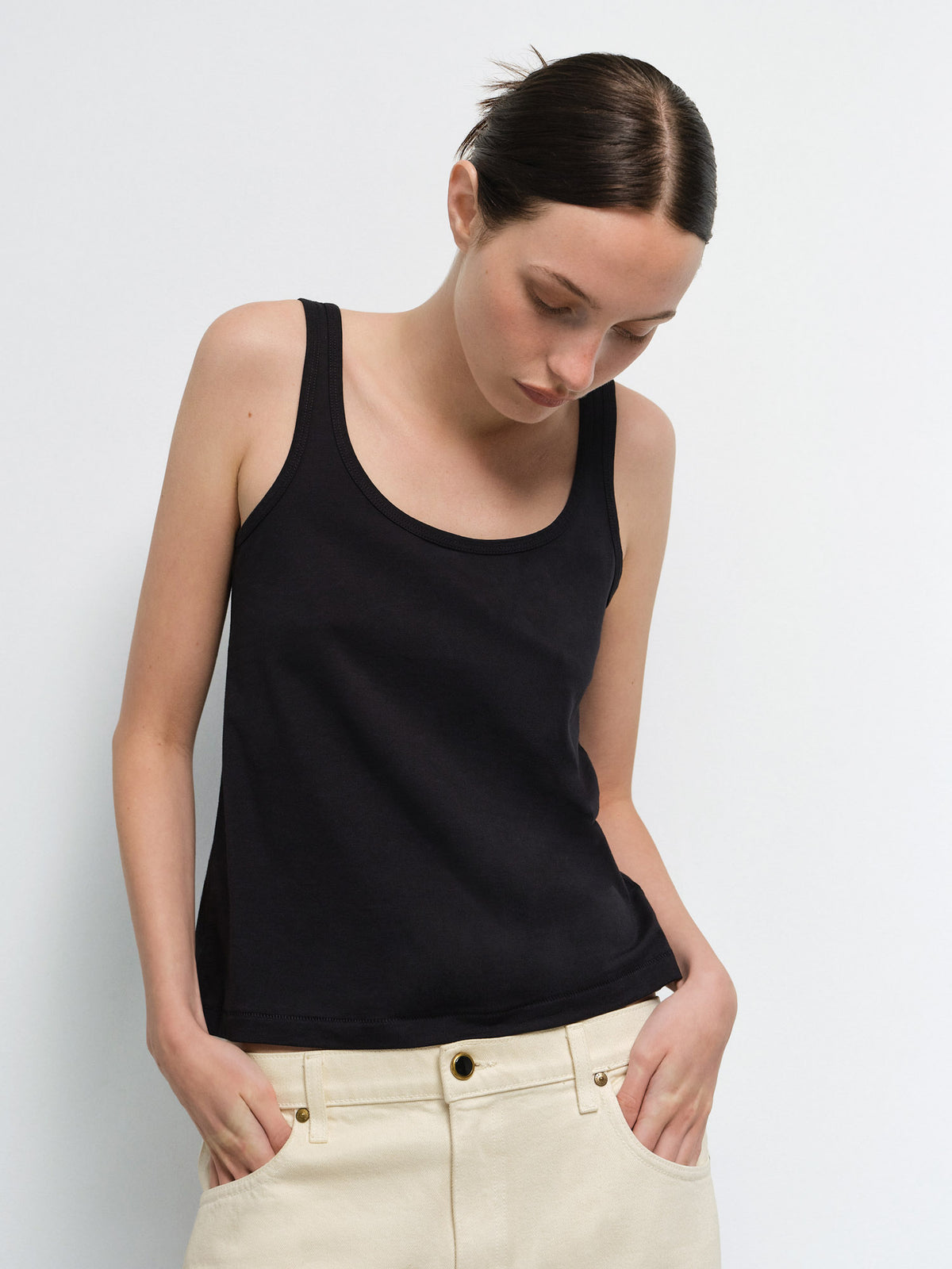 Organic Pima Layering Tank in Cobalt — product photo