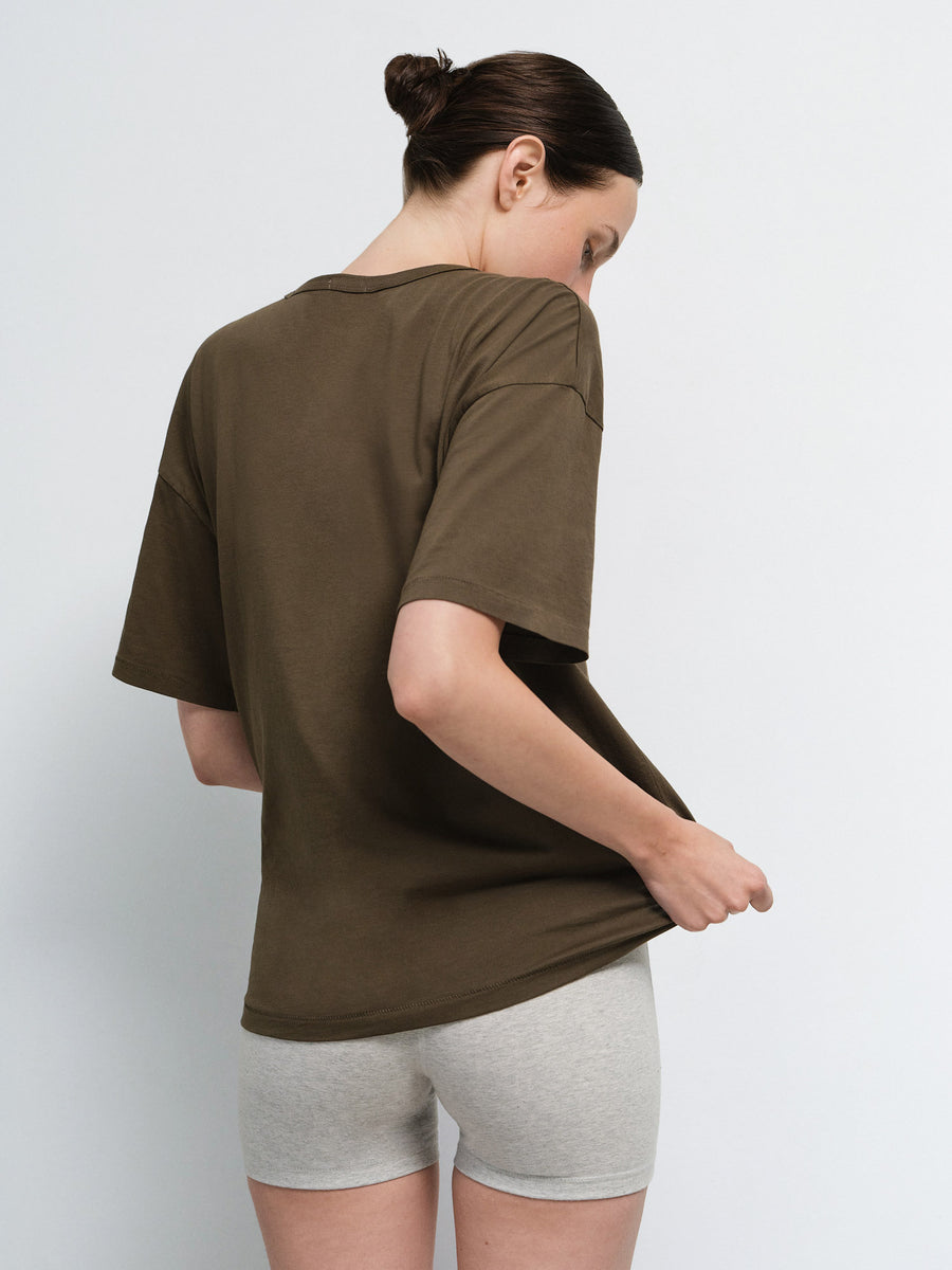 Organic Pima Oversized Tee in Mocha — product photo