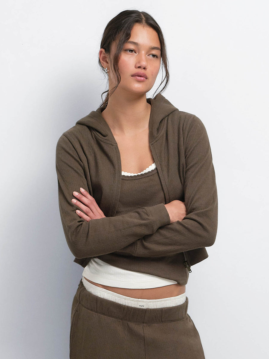 Organic Pointelle Shrunken Hoodie