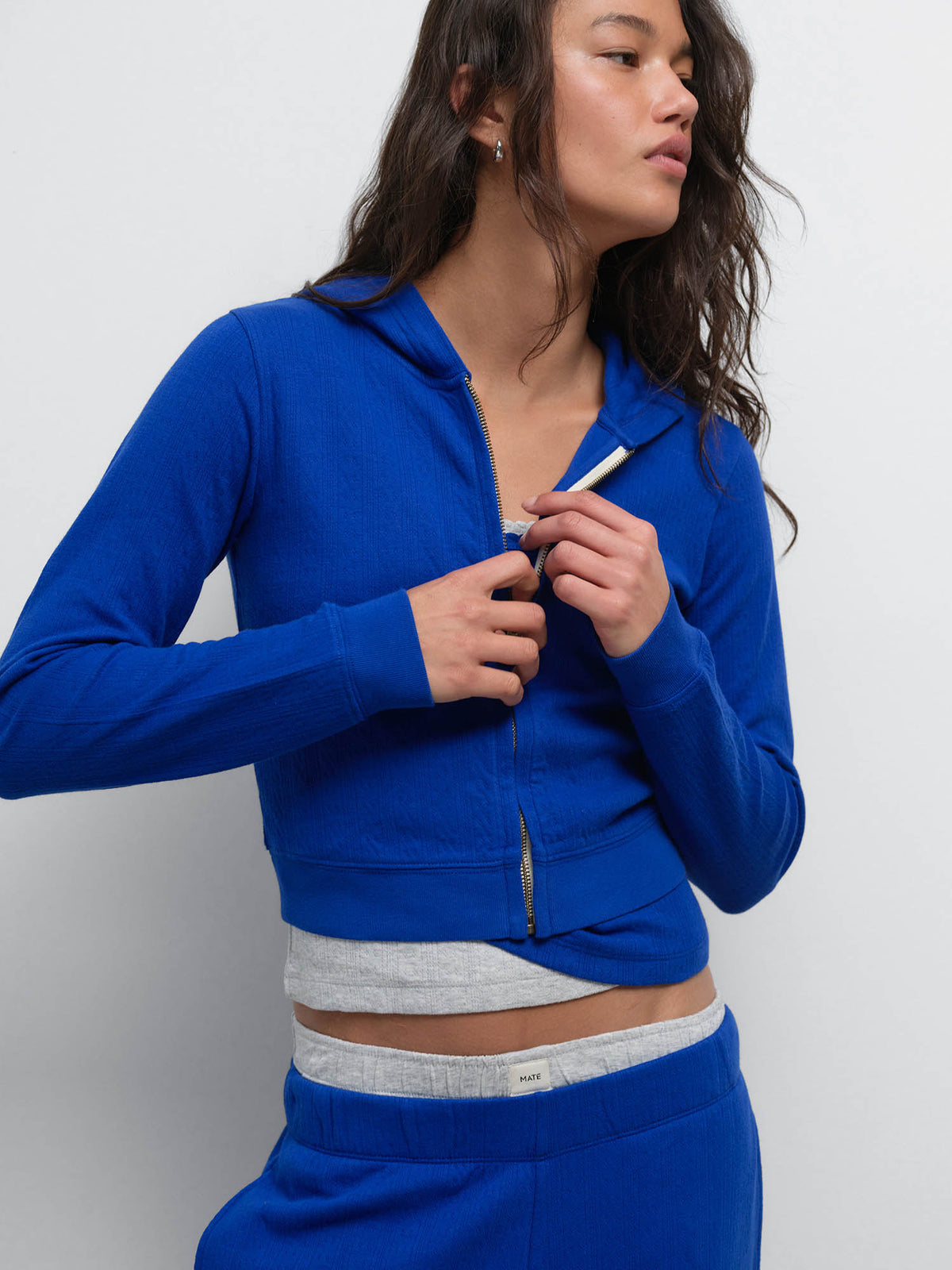 Organic Pointelle Shrunken Hoodie