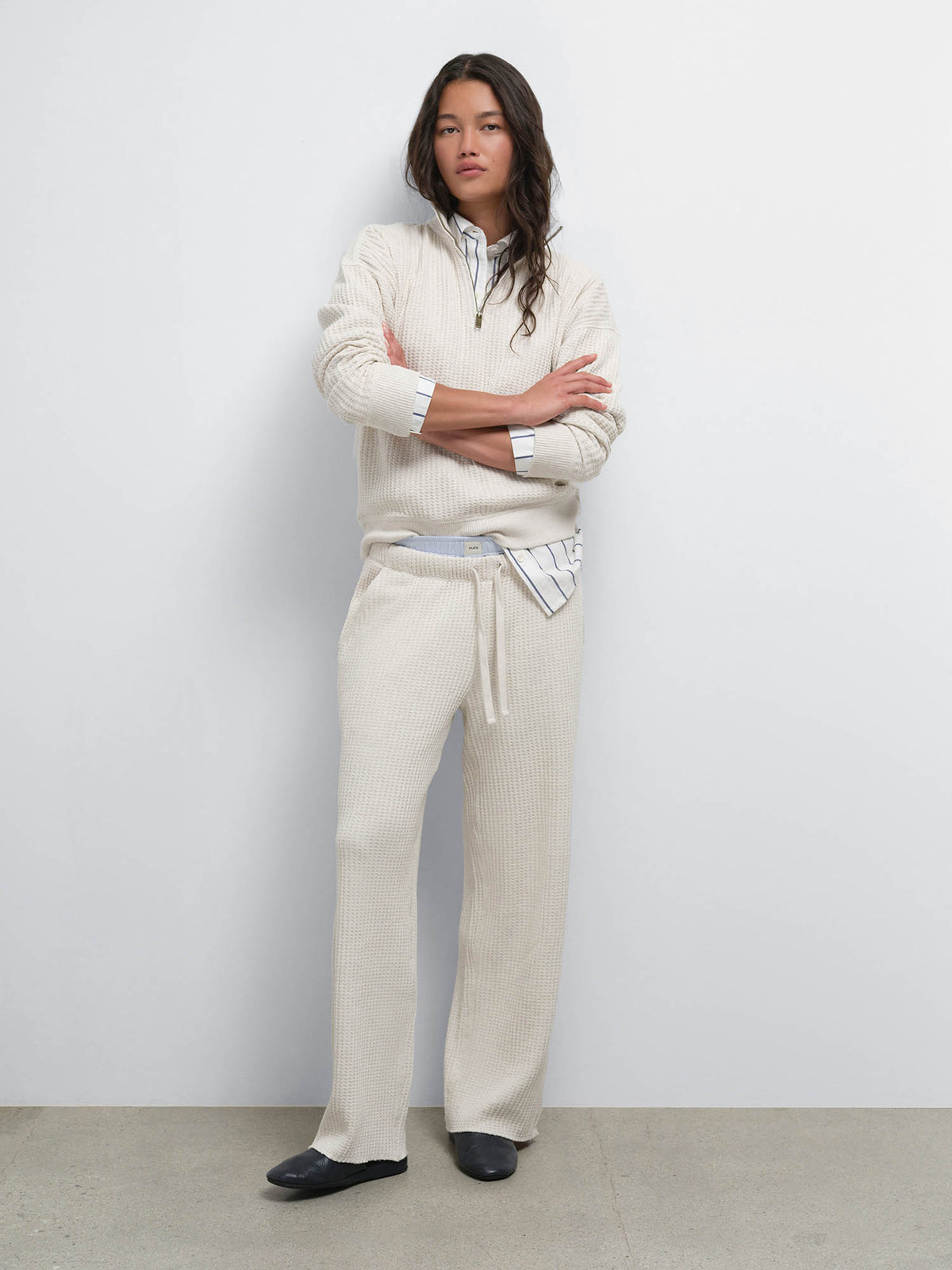 Organic Waffle Collared Half-Zip Sweatshirt