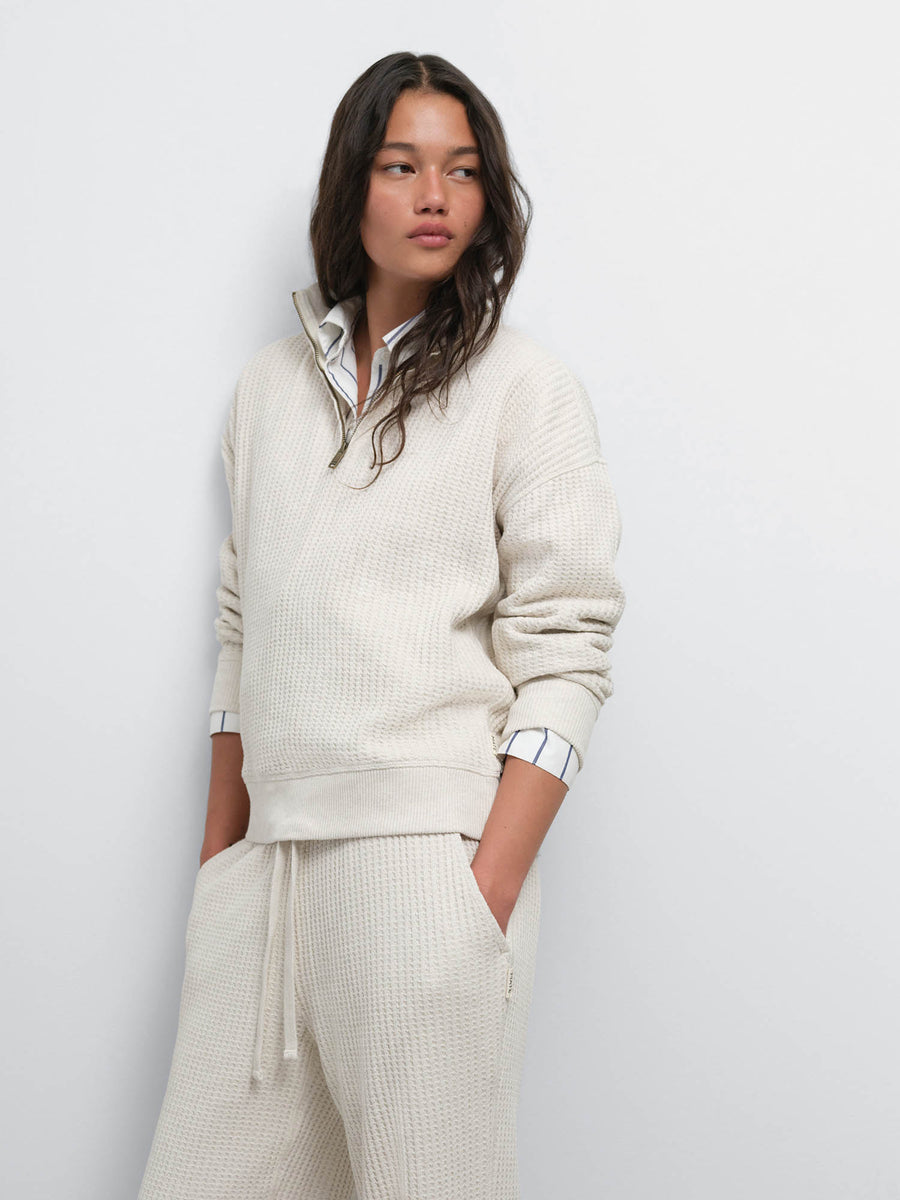 Organic Waffle Collared Half-Zip Sweatshirt