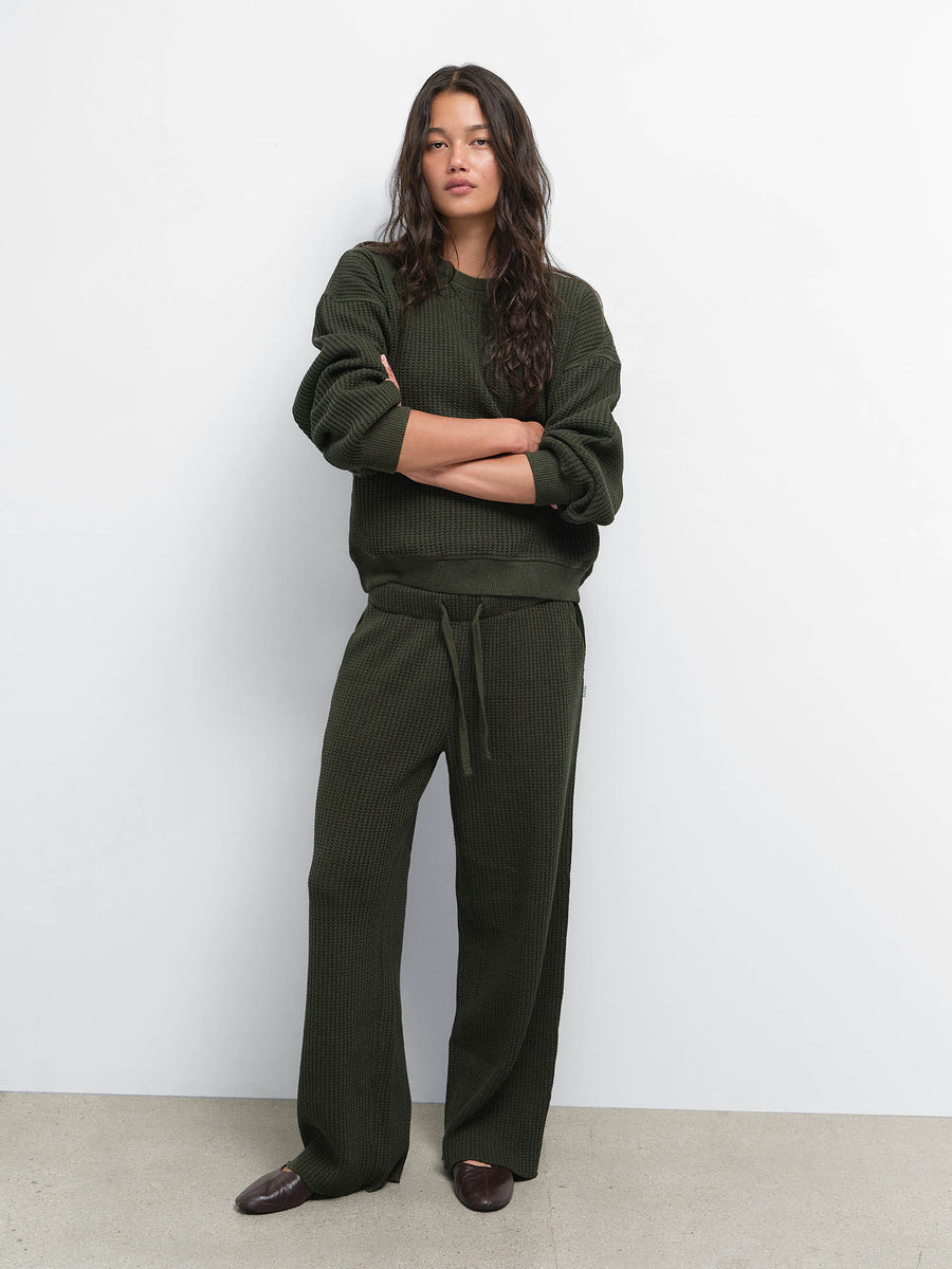 Organic Waffle Straight Leg Sweatpant