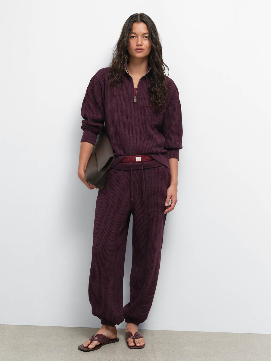 Organic Waffle Collared Half-Zip Sweatshirt