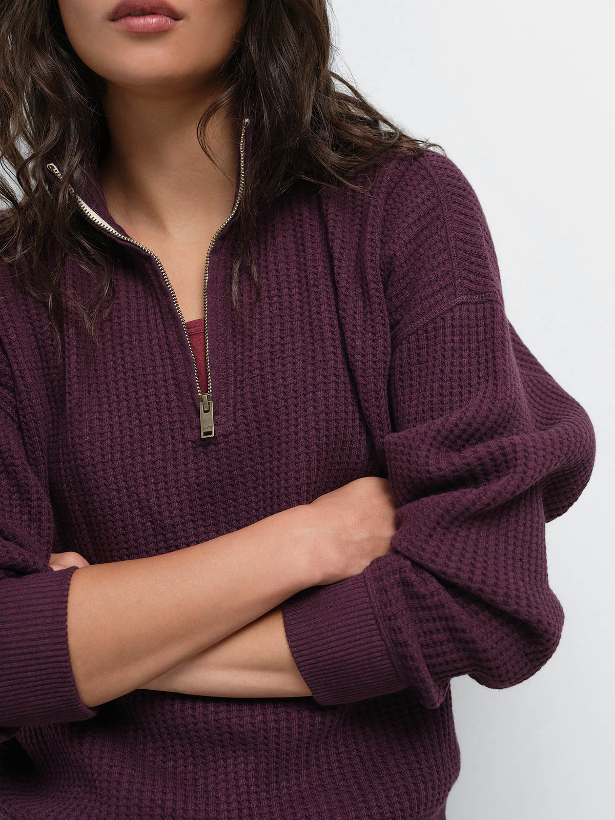 Organic Waffle Collared Half-Zip Sweatshirt