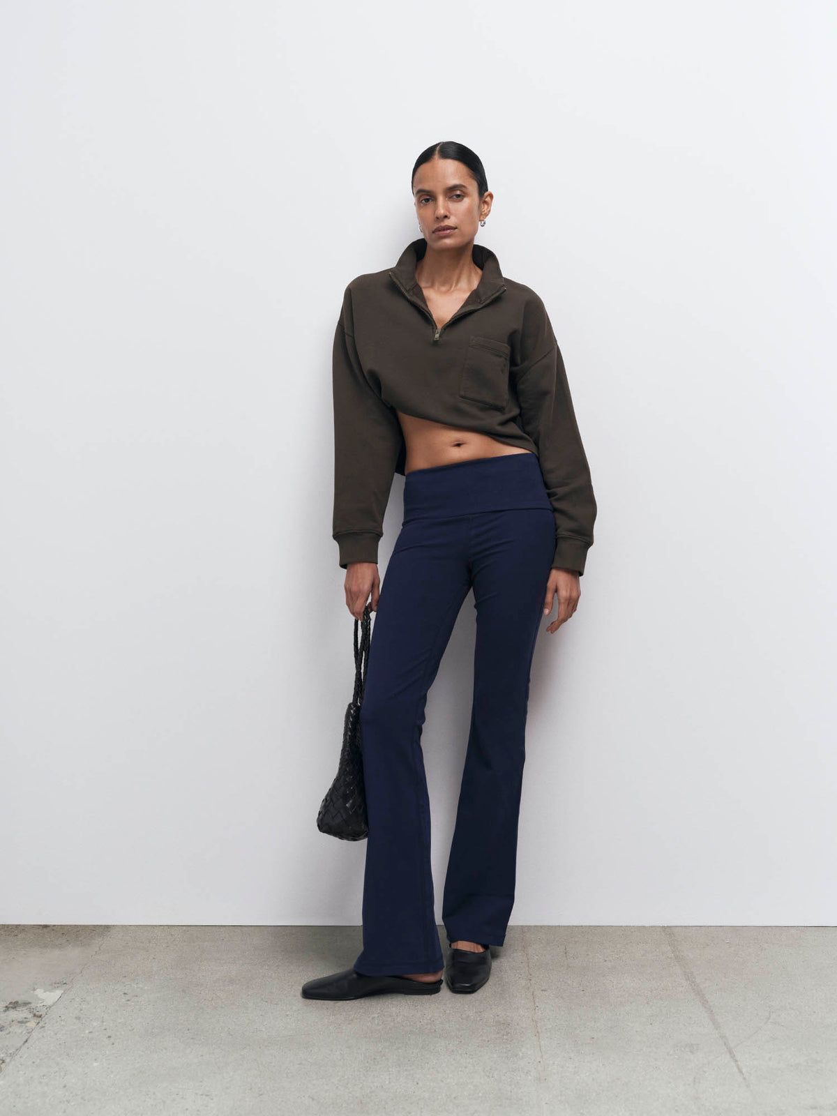 Organic Fleece Cropped Half-Zip Sweatshirt
