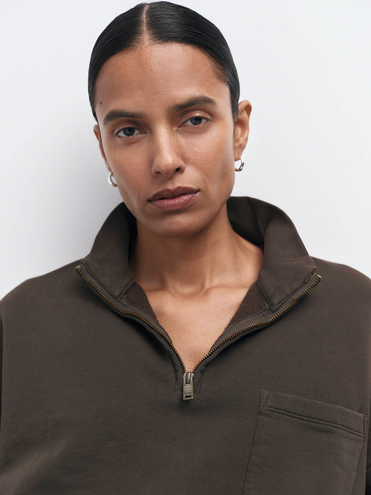 Organic Fleece Cropped Half-Zip Sweatshirt