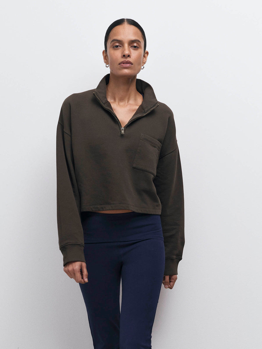 Organic Fleece Cropped Half-Zip Sweatshirt