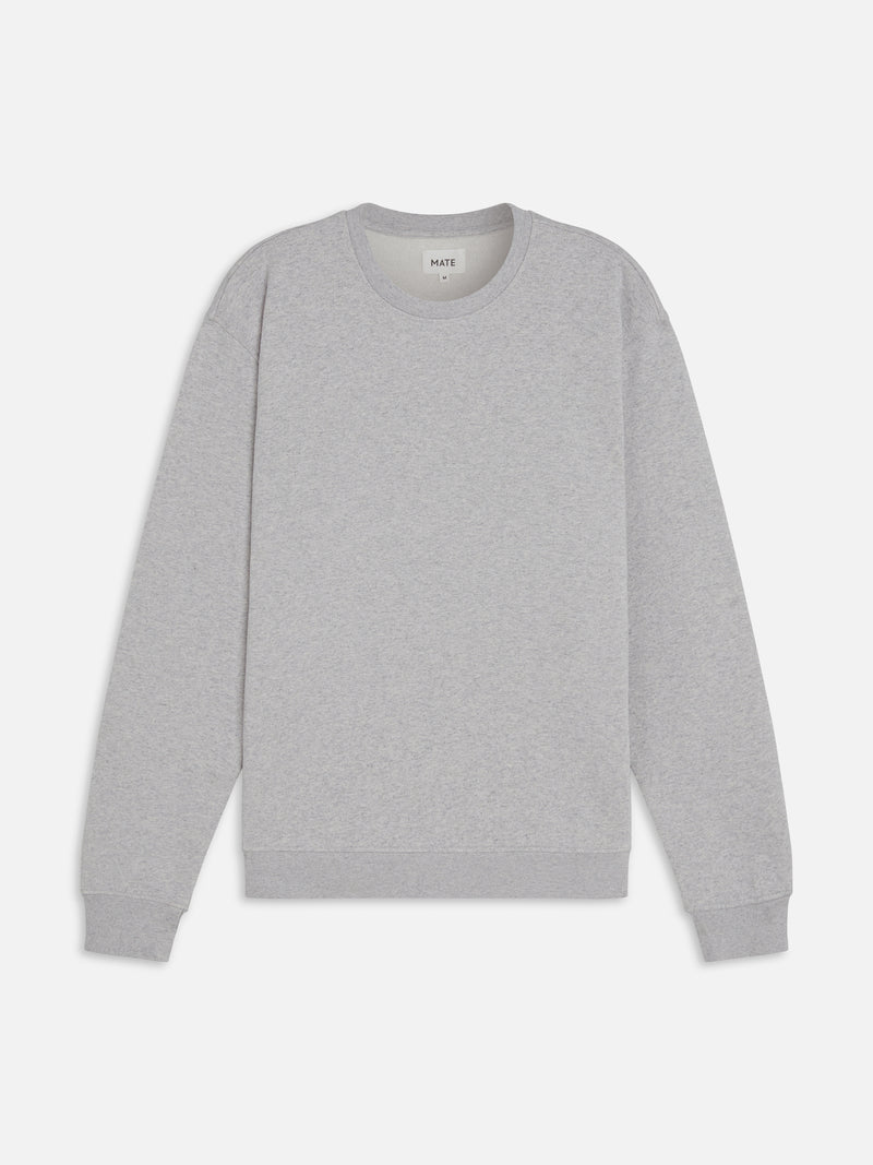 Men's Organic Fleece Crew Neck Sweatshirt-Sweatshirts-MATE the Label-HEATHER GREY-S-MATE the Label