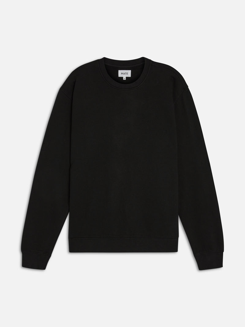 Men's Organic Fleece Crew Neck Sweatshirt-Sweatshirts-MATE the Label-JET BLACK-S-MATE the Label