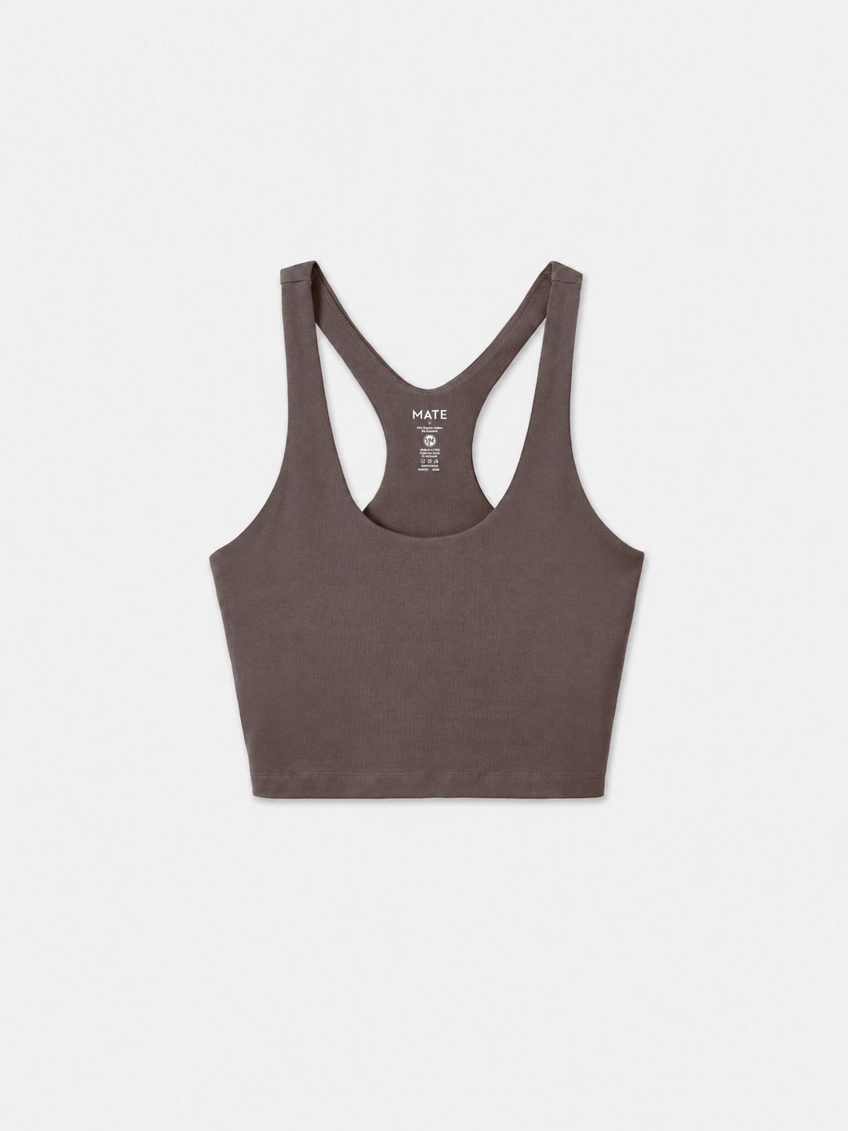 Organic stretch racer tank in Mocha brown – MATE the Label