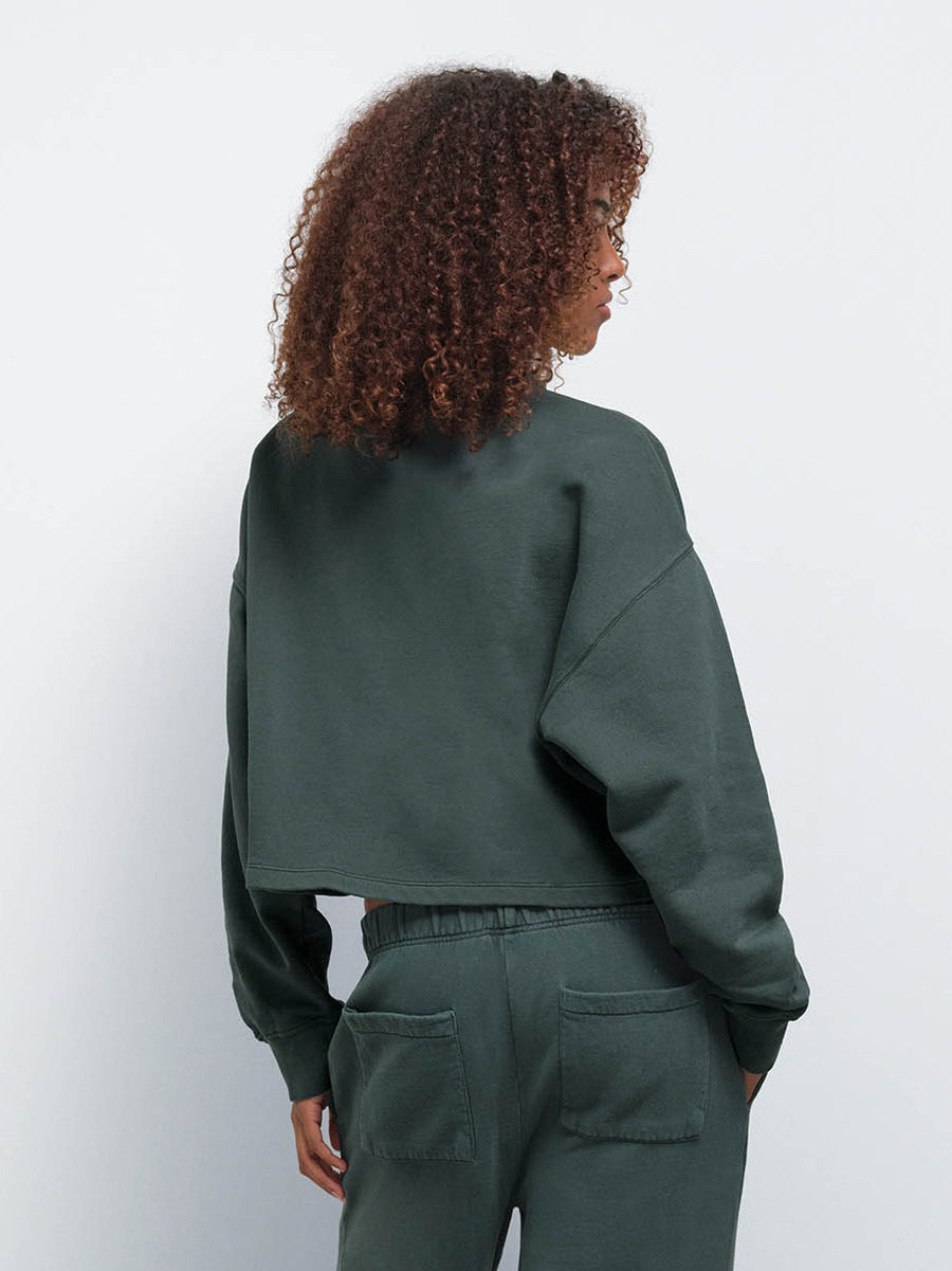 Organic Fleece Cropped Half-Zip Sweatshirt