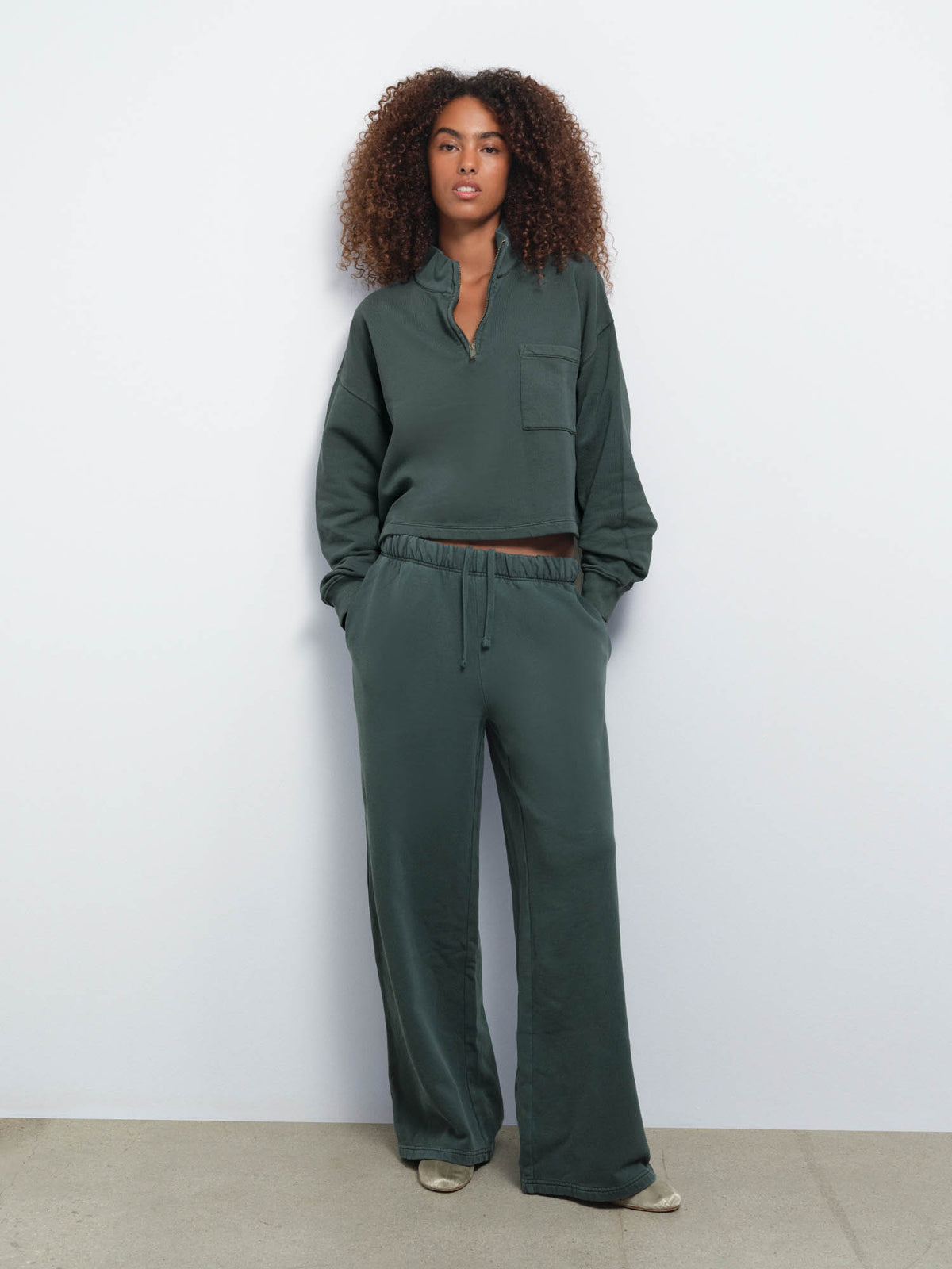 Organic Fleece Cropped Half-Zip Sweatshirt