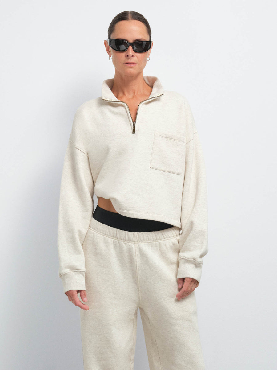 Organic Fleece Cropped Half-Zip Sweatshirt