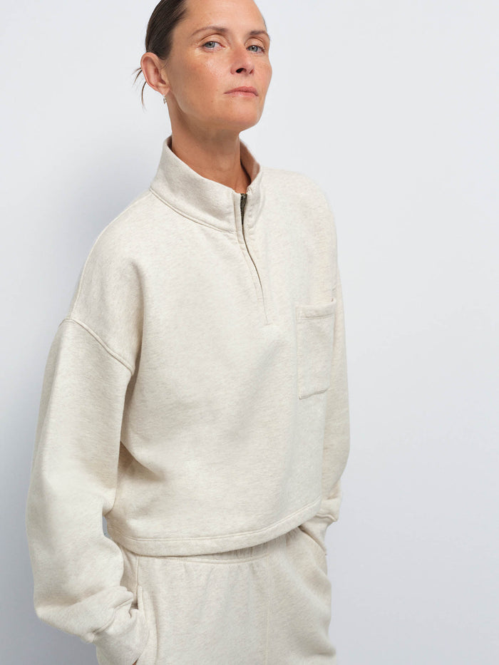 Organic Fleece Cropped Half-Zip Sweatshirt