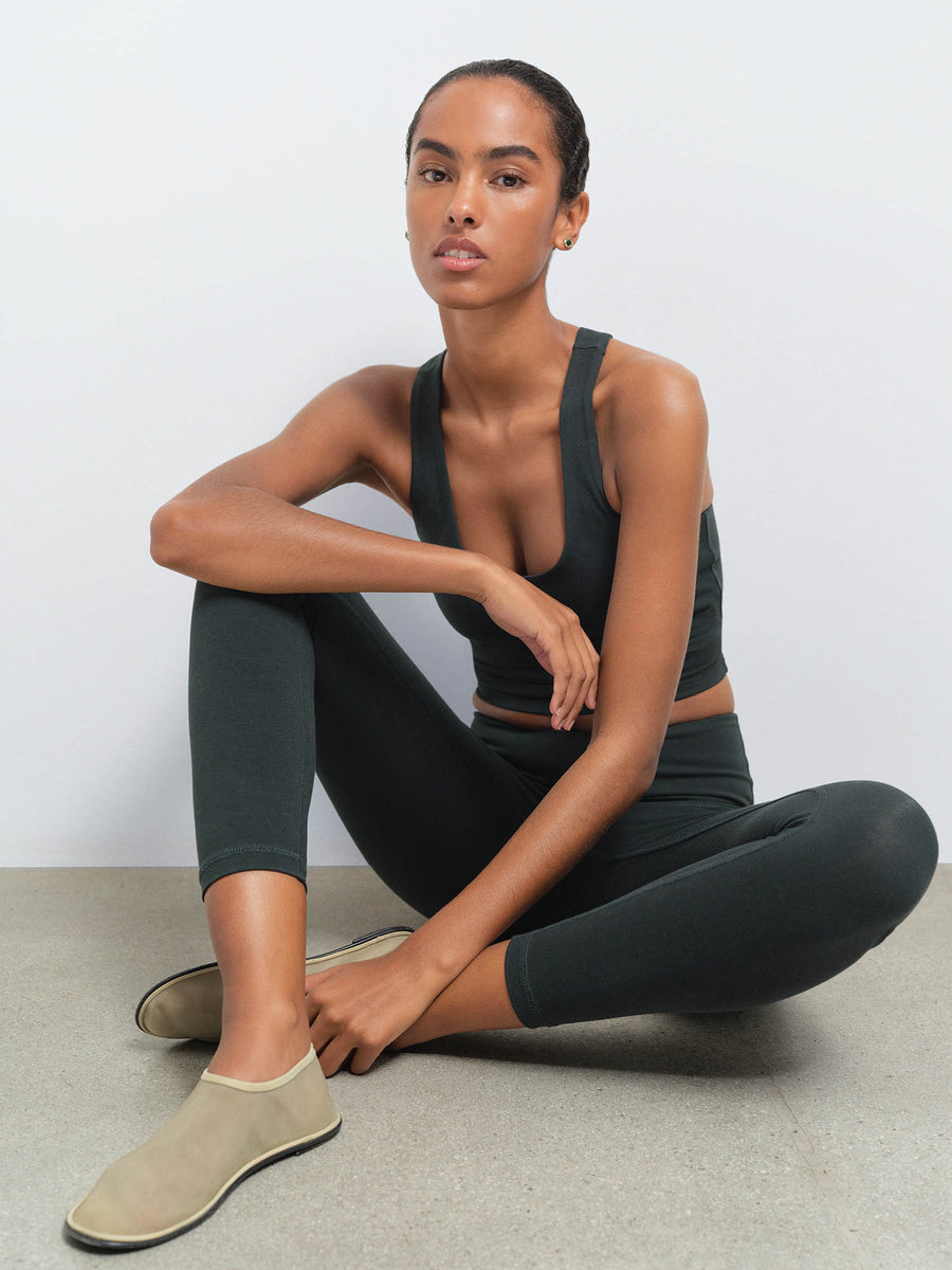 Organic Stretch Midi Legging in Nori — product photo