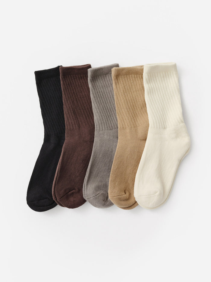 Organic Cotton Sock 5 Pack-Intimates-MATE the Label-BONE,FOREST,MAPLE,JET BLACK,BIRCH-S/M-MATE the Label